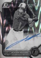 2022 Bowman Draft Chrome Draft Pick Autographs #CDAJH Jackson Holliday Black & White Raywave Refractor Baseball Card