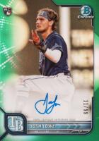 2022 Bowman Chrome Rookie Autographs #CRAJL Josh Lowe Green Refractor Baseball Card