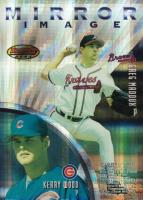 1997 Bowman's Best Mirror Image #MI3 Greg Maddux/John Smoltz/Kerry Wood/Kris Benson Atomic Refractor Baseball Card