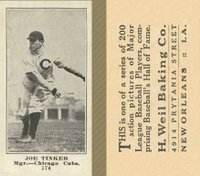 1916 Weil Baking Co. #174 Joe Tinker Baseball Card