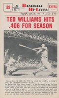 1960 Nu-Card Highlights #39 Ted Williams Hits .406 for Season Baseball Card