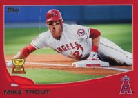 2013 Topps #27 Mike Trout Sliding-Target Red Border Baseball Card