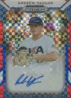 2019 Panini Prizm Draft Picks Autograph #5 Andrew Vaughn Red/White/Blue Prizm Baseball Card