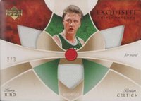 2007 Upper Deck Exquisite Collection Triple Patches #LB Larry Bird Gold Basketball Card