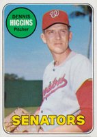 1969 Topps #441w Dennis Higgins White Letters Baseball Card