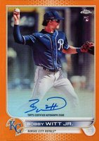 2022 Topps Chrome Rookie Autographs #RABW Bobby Witt Jr. Orange Refractor Baseball Card
