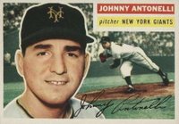 1956 Topps #138w Johnny Antonelli White Back Baseball Card