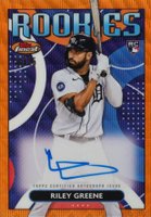 2023 Topps Finest Finest Rookies Design Variation Autographs #RDARG Riley Greene Orange Wave Baseball Card