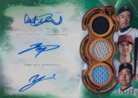 2019 Topps Triple Threads Autograph Relic Combo #IOK Ichiro/Shohei Ohtani/Yusei Kikuchi Emerald Baseball Card