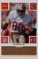 1986 McDonald's 49ers #80 Jerry Rice Orange Football Card