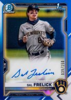 2021 Bowman Draft Chrome Draft Pick Autographs #CDASF Sal Frelick Blue Refractor Baseball Card