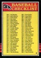 1985 Donruss # Checklist (339-442) Baseball Card