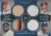 2013 Topps Museum Collection Primary Pieces 4 Player Quad Relics #10 Bryce Harper/Ken Griffey Jr./Mike Trout/Willie Mays Baseball Card