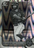 2022 Bowman Draft #BDC190 Jett Williams Chrome-Black & White Raywave Refractor Baseball Card