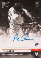 2019 Topps Now #12BWA Pete Alonso Autograph-Black & White 1/1 Baseball Card