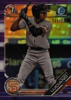 2019 Bowman Prospects Chrome #82 Marco Luciano Purple Refractor Baseball Card
