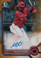 2022 Bowman Chrome Prospect Autographs #CPAMT Michel Triana Gold Shimmer Refractor Baseball Card