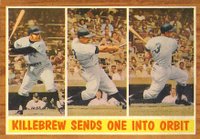 1962 Topps #316 Killebrew Sends One Into Orbit Baseball Card