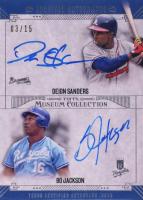 2015 Topps Museum Collection Dual Archival Autographs #DA-SJ Bo Jackson/Deion Sanders Baseball Card