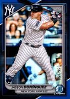 2024 Bowman Chrome #94 Jasson Dominguez Blue Refractor Baseball Card