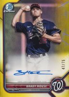 2022 Bowman Chrome Prospect Autographs #CPABH Brady House Yellow Refractor Baseball Card