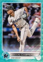 2022 Topps Chrome #64 Edward Cabrera Aqua Wave Refractor Baseball Card