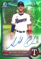 2022 Bowman Chrome Prospect Autographs #CPAAG Anthony Gutierrez Green Refractor Baseball Card