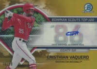 2023 Bowman Scouts' Top 100 #BTP86 Cristhian Vaquero Autograph-Gold Refractor Baseball Card