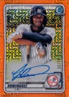 2020 Bowman Chrome Mega Box Autographs #BMAJD Jasson Dominguez Orange Refractor Baseball Card