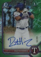 2022 Bowman Chrome Prospect Autographs #CPADHR Dustin Harris Green Shimmer Refractor Baseball Card