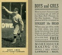 1916 Morehouse Baking #5 Leon Ames Baseball Card
