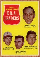 1962 Topps #56 N.L. E.R.A. Leaders Baseball Card