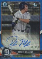 2018 Bowman Draft Chrome Draft Picks Autographs #CDAPM Parker Meadows Blue Wave Refractor Baseball Card