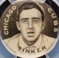 1910 Sweet Caporal Pins # Joe Tinker Large Letters Baseball Card