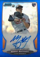 2013 Bowman Autograph Chrome Rookie #ACRMM Manny Machado Blue Refractor Baseball Card