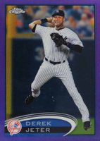 2012 Topps Chrome #84 Derek Jeter Jumping-Purple Refractor Baseball Card