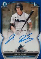 2023 Bowman Chrome Prospect Autographs #CPAJB Jacob Berry Blue Refractor Baseball Card