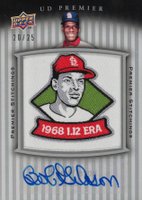 2008 Upper Deck Premier Premier Stitchings #BG Bob Gibson Autograph Baseball Card