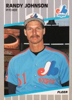 1989 Fleer Glossy #381 Randy Johnson Ad Completely Blacked out Baseball Card