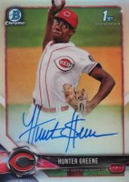2018 Bowman Chrome Prospects Autographs #CPAHG Hunter Greene Refractor Baseball Card