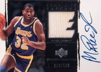 2003 Upper Deck Exquisite Collection Autograph Patches #AP-MA Magic Johnson Basketball Card