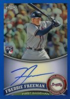 2011 Topps Chrome #173 Freddie Freeman Autograph-Blue Refractor Baseball Card