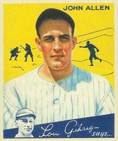 1934 Goudey World Wide Gum  #96 John Allen Baseball Card