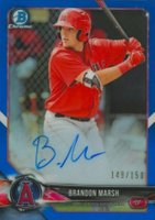 2018 Bowman Chrome Prospects Autographs #BCPABM Brandon Marsh Blue Refractor Baseball Card