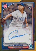 2024 Bowman Chrome Chrome Rookie Autographs #CRASI Shota Imanaga Gold Refractor Baseball Card