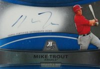2010 Bowman Platinum Prospect Autograph #BPAMT Mike Trout Blue Refractor Baseball Card