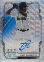 2019 Bowman Sterling Prospect Autographs #JR Julio Rodriguez Wave Refractor Baseball Card