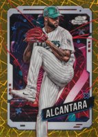 2024 Topps Chrome Cosmic #134 Sandy Alcantara Gold Interstellar Refractor Baseball Card