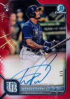 2022 Bowman Chrome Rookie Autographs #CRAWF Wander Franco Red Refractor Baseball Card