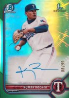 2022 Bowman Draft Chrome Draft Pick Autographs #CDAKR Kumar Rocker Green Refractor Baseball Card